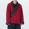 Invierno 2025 Nuevo Estilo Antiguo Estilo Japonés Color Sólido Terciopelo Engrosado Bata de Xizang Suelta Solapa Estilo Chino Talla Grande Abrigo de Algodón para Hombre