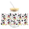 Mickey Mouse Transfer UV DTF Cristal Transparente Copo de Vidro com Adesivo 16oz Especial À Prova d'Água Resistente a Arranhões Atacado Transfronteiriço