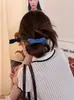 Presilha de cabelo de laço de jeans para mulheres, adequada para penteados presos na nuca, presilha tipo tubarão, acessório de cabelo elegante estilo coreano, doce e feminino