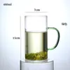 Taza de Vidrio de Borosilicato de una Sola Capa, Taza de Vidrio Transparente con Asa de Colores para Jugo y Leche, Taza de Vidrio Espesa de Aspecto Elegante y Simple