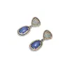 Pendientes de Aleación Bi-tono Vintage Desgastado con Resina de Textura Natural Pendientes Geométricos Triángulo Ovalado Transfronterizos Venta al por Mayor
