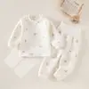 Conjunto de ropa interior sin costuras para bebé para otoño e invierno, tops y pantalones térmicos para bebé, pijamas de algodón puro de cintura alta protectores de barriga para niños y niñas, ropa para el hogar