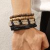 Set de Pulseras para Hombre de Venta Caliente Transfronteriza Nuevo Europeo y Americano Pulsera Trenzada de Cadena de Cuentas de Madera y Concha de Coco Pulsera de Cuero Multicapa
