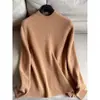 2026 Lã Vintage Versátil Gola Alta Meia Malha Suéter de Lã Novo Camisa Base para Mulheres Atacado H01AS603