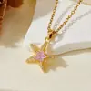 Colgante Versátil y Dulce, Cadena de Acero Inoxidable, Colgante de Estrella y Estrella de Mar Incrustado con Diamantes, Collar de Circonita que No se Desvanece para Mujer