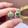 Novo Anel Ajustável Feminino em Prata 925 com Peridoto e Olivina Naturais, Cercado por Diamantes, Anel Oval Luxuoso