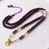 Collar de Amuleto Budista Tailandés con Cuentas de Amatista, Cadena para Suéter, Versátil Amuleto Thangka de Cristal y Jade