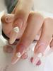 Unhas joias 2021 cerâmica Pérola Branco Amor net vermelho estéreo coração liso diamante unha decoração 50 Pack