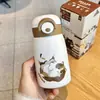 Copo Térmico Estudante Dilebel Gato de Aço Inoxidável para Meninas com Bom Visual e Novo Bolso de Aba Portátil Mini para Copo em Calça