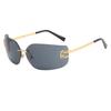 Estilo Europeo y Americano Sin Marco Cuadrado Grande Redondo Cara Adelgazante Aspecto Gama Alta Retro Marrón Gafas de Sol Femeninas Y2k Milenio Sexy Gafas de Sol