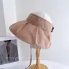 Gorra Visera de Lino Sintético con Cordones de Color Sólido para Mujer, Nuevo Estilo de Verano, Gorra de Tela Versátil y Casual para Proteger del Sol, Gorra para Proteger del Sol que Adelgaza el Rostro
