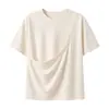Camiseta de Manga Corta con Bolsillo Grande, Corte Holgado, Top Casual de Hombro Caído para Verano, Puede Guardar Artículos para Mascotas y Teléfono, Versátil y Moderno