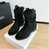 Botas Martin de Tacón Grueso de Moda para Mujer 2025 Nuevas Botas Cortas de Otoño Botas Vaqueras Western Retro Botas Arrugadas Holgadas