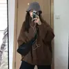 Sudadera con capucha unisex gris de peso pesado, cuello redondo, versátil, talla grande, top holgado, moderno, nuevo Otoño/Invierno 2026