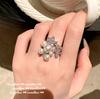Anillo de Gema Perla Estrella Blanca Nieves Corte Fino Americano Chapado en Oro de 18K Anillo Collar Zircón Meteorito