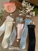 Calcetines de Estilo Coreano para Niñas My1751 de Media Pantorrilla 26 Nuevos Calcetines Infantiles Primavera y Verano Calcetines Largos Coloridos con Múltiples Lazos y Volantes
