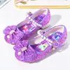 Sapatos de Cristal de Princesa para Meninas Sapatos de Primavera Kuromi Saltos Altos Infantis Moda Sapatos de Couro Infantis Sapatos de Performance