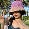 Chapéu de Sol Estilo Japonês para Mulheres, Proteção Solar para Viagens de Verão, Chapéu de Pescador de Praia, Chapéu Bucket de Palha Respirável com Bloqueio de Cor