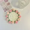 Manta con diseño de ramo de rosas mini, posavasos, hilo, ganchillo, hecho a mano, kit de material de tejer DIY para tejer y hacer ganchillo para aliviar el aburrimiento