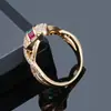 Serie Arco Iris Moda Europea y Americana Anillos de Circonita de Colores Microincrustados Joyería para Mujer