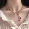 Collar de Flor de Perlas Coloridas Románticas de Primavera Dopamina Moda de Nicho Cadena Delicada Dulce para la Clavícula Accesorio Romántico