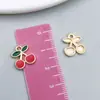 Liga de Gotejamento de Óleo Cereja Vermelha Morango Maçã Fruta Pingente Acessórios para Joias DIY Pulseira Brincos Chaveiro Charme