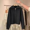 Cárdigan de Cachemira Grueso y Pesado Estilo Coreano Nueva Llegada Otoño e Invierno Suéter con Cremallera y Solapa para Mujer Chaqueta de Lana Tejida Holgada