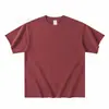 Camiseta de Algodón Pesado Manga Corta Color Café 400g para Hombre Algodón Puro Verano Color Sólido Holgada Cuello Redondo Camiseta Básica Manga Media