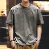 Nova Camiseta Masculina Retro Americana de Manga Curta, Outono Solta Tendência Marca Tamanho Grande Tingimento em Nuvem Fresca Casual Top Roupas Masculinas