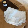 Calcinha de jacquard de renda cintura média para meninas, leve, respirável, fresca, altamente elástica, semitransparente, calcinha feminina estilo triângulo 3349