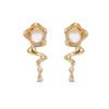 Brincos estilo coreano com ondas d'água, brincos longos com zircônia microincrustada, luz de nicho, brincos de agulha de prata 925 personalizados para mulheres