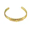 Pulsera de doble capa con incrustaciones de circonita de cobre, letra V abierta, joyería de moda transfronteriza, nueva, chapado en oro real, venta al por mayor