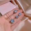 Conjunto de tres piezas de joyería de moda para mujer, joyería geométrica de circonita AAA, pendientes exquisitos, collar, anillo, joyería ajustable