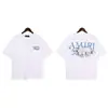 Camiseta de manga corta con estampado de letras graffiti de la marca de moda transfronteriza Amiri para hombre y mujer, verano y primavera, cuello redondo, holgada, 100% algodón puro