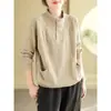 Sudadera cálida de forro polar térmico acanalado de 260 g, cuello semi-alto, abotonada, diseño holgado y versátil con detalles de bolsillo, top de moda