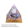 Pirâmide de Bola de Cristal Natural 5/6/8cm Ornamento de Mesa Chakra Cascalho Colorido Pirâmide de Resina Epóxi