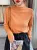 Nuevo Estilo Ropa Interior para Mujer de Cuello Alto Tejido 2026 Otoño Invierno Elegante Ropa Interior Negra Suéter de Cuello Medio Top de Invierno