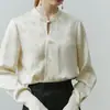 Nuevo estilo chino mejorado Cheongsam chic estilo nacional satén jacquard camisa moda otoño adelgazante hebilla top pequeño