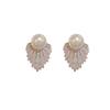 Pendientes de perla y diamantes con diseño vintage francés para mujer, de alta gama, exagerados, ligeros y elegantes, de plata.