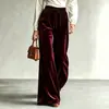 2026 Novos Calças Casuais Femininas Europeias e Americanas Transfronteiriças para Outono e Inverno, Cor Sólida, Perna Larga, com Cordão e Bolsos Duplos, Calças Longas de Cintura Alta