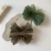 Pinza de Plátano Verde con Puntos Frescos e Inspiración Boscosa, con Moño, Accesorio de Pelo Esponjoso, Pasador para Cola de Caballo Alta, Adorno de Pinza Vertical de Moda