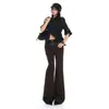 Jeans Elásticos de Tiro Alto Color Café con Microbota para Mujer 2026 Otoño Nueva Llegada Corte Delgado Modernos Sencillos Versátiles Acampanados