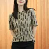 Camiseta de cuello redondo para dropshipping, nuevo estilo de verano, fina, transpirable, agradable para la piel, moderna, casual, versátil, adelgazante, de manga corta, ropa para mujer