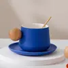 Estilo Nórdico Design de Nicho Doméstico Caneca de Café Azul Klein Conjunto de Xícara e Pires de Cerâmica Caneca de Chá Caneca