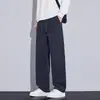 Pantalones casuales de punto de sarga con caída, nueva colección otoño e invierno, cortavientos, cálidos, con felpa, amigables con la piel, suaves, de pierna recta, pantalones crujientes para hombre