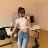 Camisa de Manga Corta Slim-Fit Transfronteriza para Mujer, Estilo Coreano, Nuevo Comercio Exterior, Top de Moda Corto Adelgazante para Mujer, Venta al por Mayor de Moda