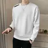 Moletom masculino, novo modelo primavera e outono, gola redonda, corte solto, espessado, blusa sem capuz, jaqueta masculina de manga comprida, versátil