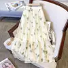 Falda Floral Pequeña Estilo Bosque Fresco para Mujer en Verano, Cintura Alta, Cubre la Piel, Falda de Largo Medio Adelgazante, Falda de Gasa de Hada para Personas Bajas