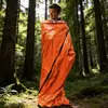 Conjunto de tienda de campaña con saco de dormir y manta de emergencia de doble cara color naranja y plateado de PE