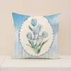 Estilo Nuevo Primavera y Verano Hermosa Funda de Almohada Floral Transfronteriza Poliéster Impreso Cojín de Asiento Decoración del Hogar Funda de Cojín para Sofá